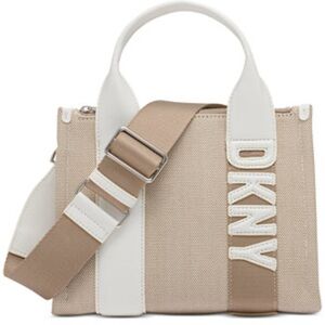 DKNY Tan and White Tote Bag